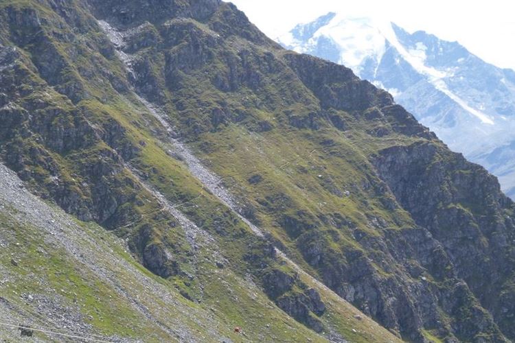 France Alps, Walkers Haute Route (Chamonix to Zermatt), Beginning of path to Col Termin with Petit Combin (3663m) from Cabane du Mont Fort - 27th August 2015, Walkopedia